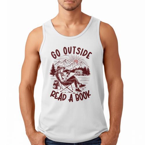 Go Outside Read a Book Vintage Bibliophiles Men Tank Top - Bookorys DE