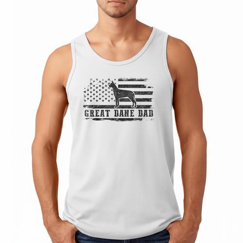 Great Dane Dad Distressed American Flag Patriotic Dog Men Tank Top - Father's Day Fun