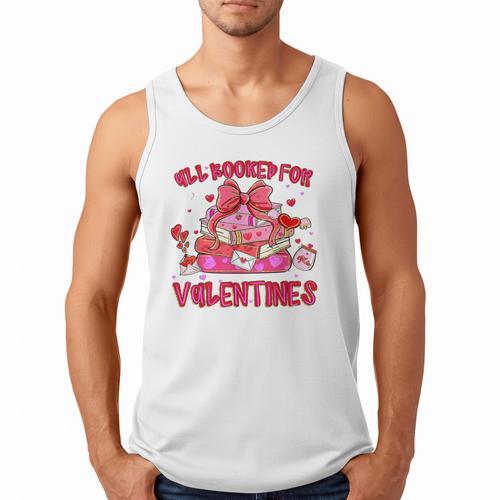 Groovy All Booked For Valentines Books Pink Coquette Bow Men Tank Top - Bookorys DE