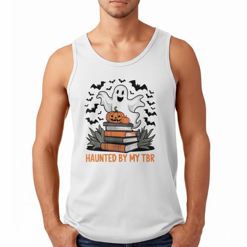 Haunted By My TBR Boo Halloween Book Lover Librarian Men Tank Top - Bookorys CA