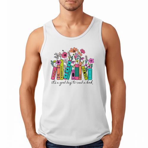 It's A Good Day To Read A Book Floral Book Lovers Librarian Men Tank Top - Bookorys