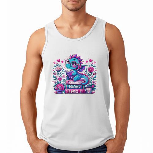 Just A Girl Who Loves Dragons And Books Cute Dragon Reading Premium Tri-Blend Men Tank Top - Bookorys AU