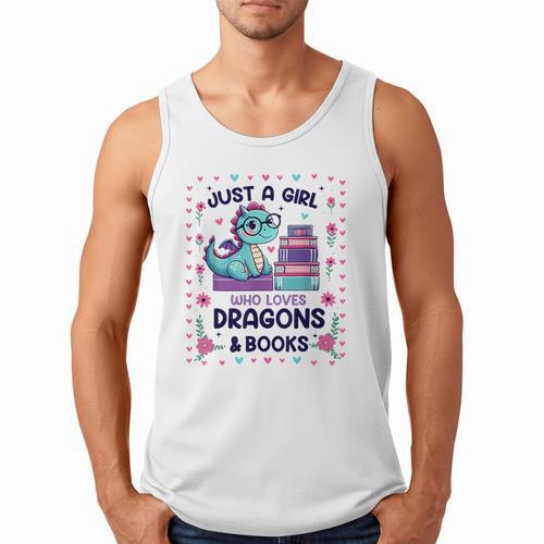 Just A Girl Who Loves Dragons And Books Lover Reading Book Men Tank Top - Bookorys