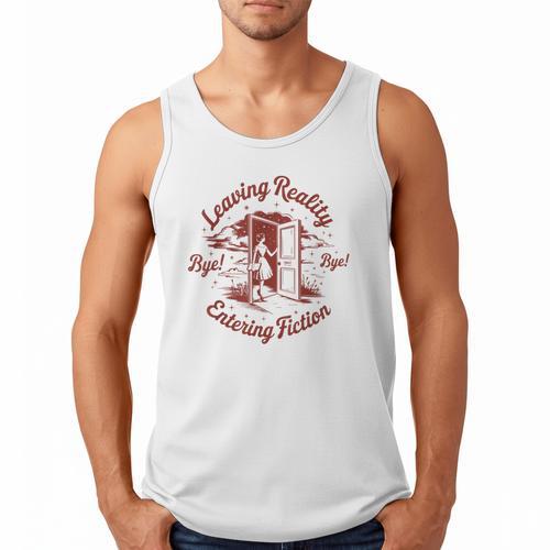Leaving Reality Entering Fiction Book Lover Men Tank Top - Bookorys CA