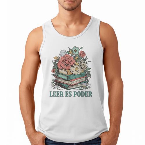 Leer ES Poder Cute Floral Spanish Teacher Book Reading Men Tank Top - Bookorys DE