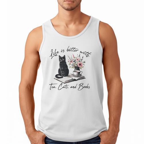 Life Better With 2 Cats Books Kitten Kitty Women Girls Kids Men Tank Top - Bookorys