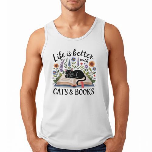Life Is Better With Cats And Books Men Tank Top - Bookorys AU