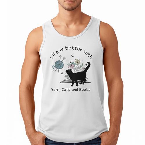 Life Is Better With Yarn Cats And Books Men Tank Top - Bookorys AU