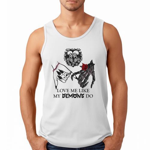 Love Me Like My Demons Do Dark Romance Merch Smutty Book Men Tank Top - Bookorys UK
