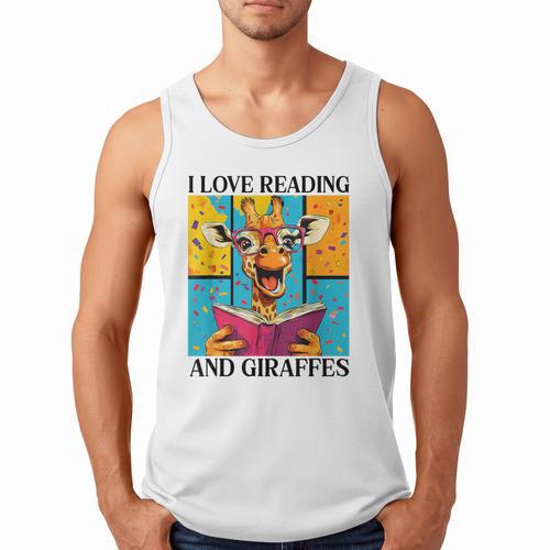 Love Reading And Giraffes Cute Giraffe Reading Book Lovers Men Tank Top - Bookorys CA