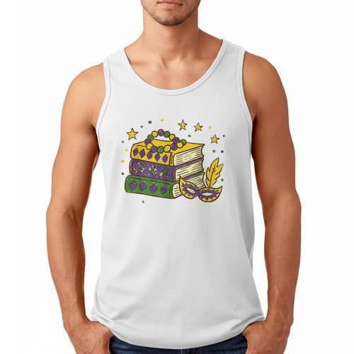 Mardi Gras Book Lover Reading Reader Men Women Kids Men Tank Top - Bookorys UK