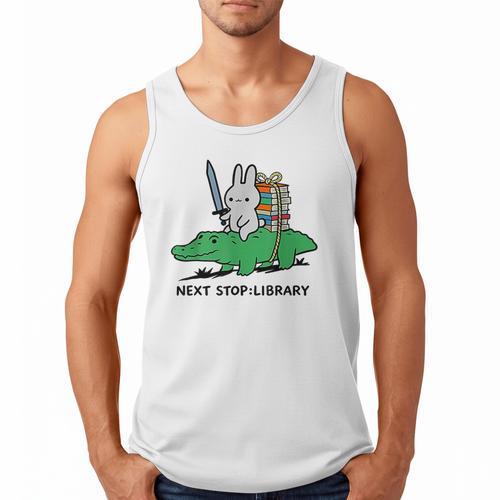 Next Stop Library Reading Book Men Tank Top - Bookorys AU