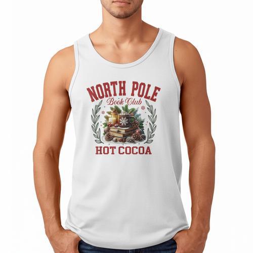North Pole Book Club Hot Cocoa Bookworm Christmas Xmas Men Tank Top - Bookorys