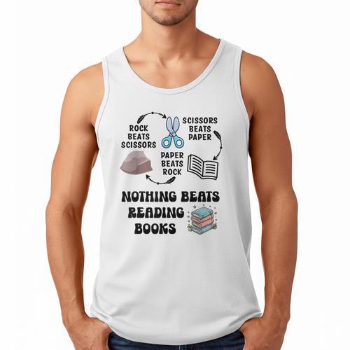 Nothing Beats Reading Rock Paper Scissors Reader Book Lover Men Tank Top - Bookorys DE