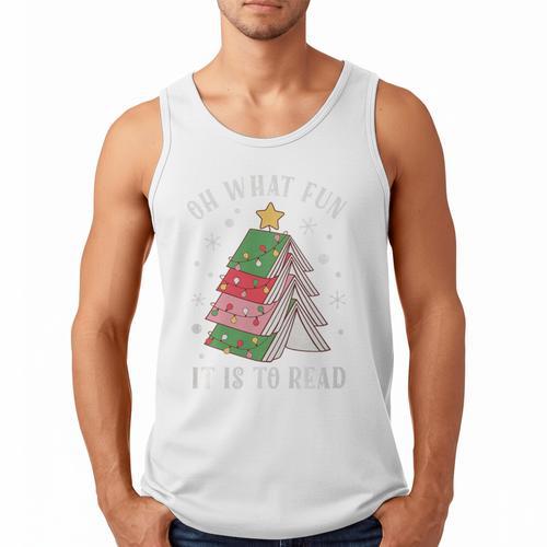 Oh What Fun It Is To Read Book Christmas Tree Premium Tri-Blend Men Tank Top - Bookorys