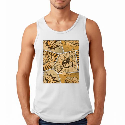 Orange Comic Book Orange Color Graphic Premium Tri-Blend Men Tank Top - Bookorys