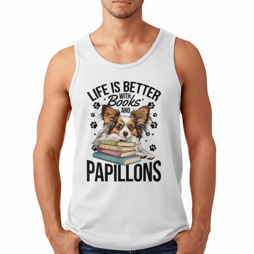 Papillon Dog Breed Life Is Better With Books And Papillons Men Tank Top - Bookorys
