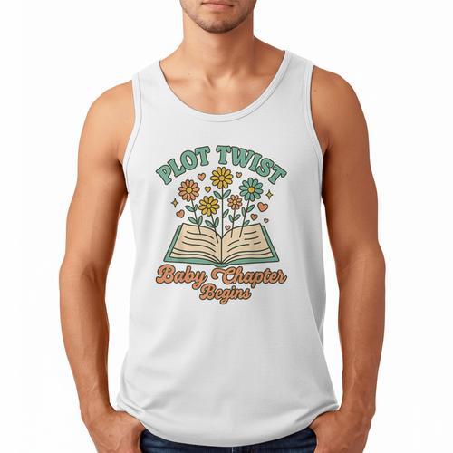 Pregnancy Announcement Book Lover Reveal Pregnant Men Tank Top - Bookorys CA