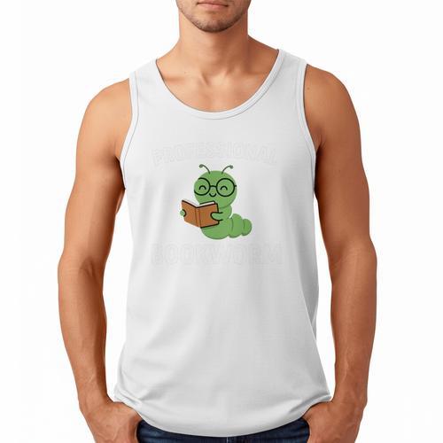 Professional Bookworm Reading Lover Cute Worm Glasses Book Men Tank Top - Bookorys CA