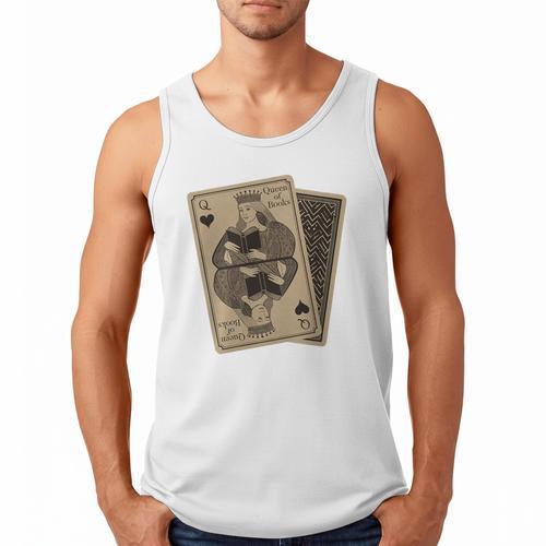 Queen Of Books Playing Card Aesthetic For Book Lovers Premium Tri-Blend Men Tank Top - Bookorys