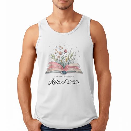 Quote New Chapter Begins Retired 2025 Floral Open Book Men Tank Top - Bookorys DE