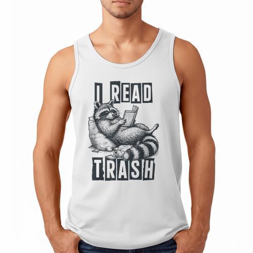 Racoon Reading Spicy Smutty Book Booktok I Read Trashy Books Men Tank Top - Bookorys