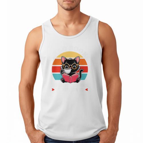 Read Books Drink Coffee Fight Evil Cat Premium Men Tank Top - Bookorys UK