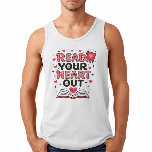 Read Your Heart Out Love Book Valentine Teacher Bookworm Men Tank Top - Bookorys