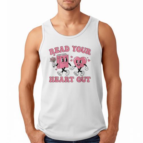 Read You Heart Out Reading Teacher Valentines Day Book Lover Men Tank Top - Bookorys