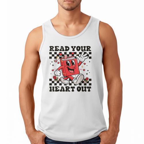 Read Your Heart Out Teacher Valentines Book Lover Men Tank Top - Bookorys CA
