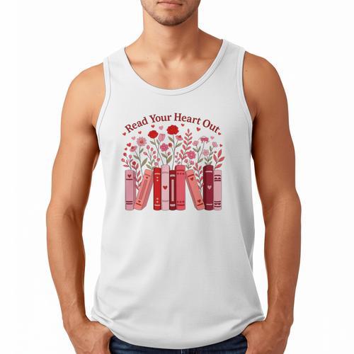 Read Your Heart Out Teacher Valentines Day Reading Book Men Tank Top - Bookorys AU