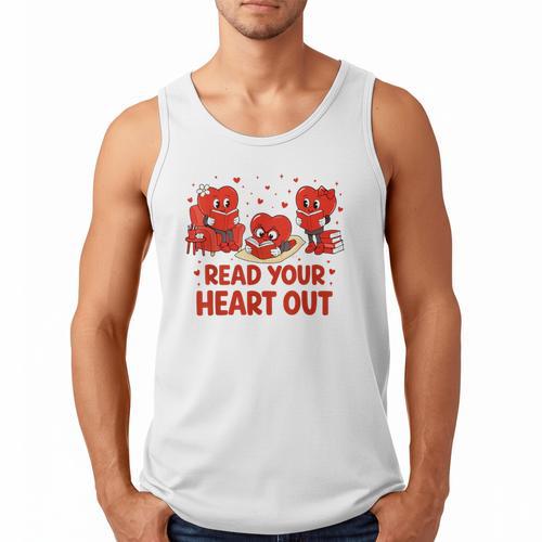 Read Your Heart Out Valentine Teacher Bookworm Lover Men Tank Top - Bookorys