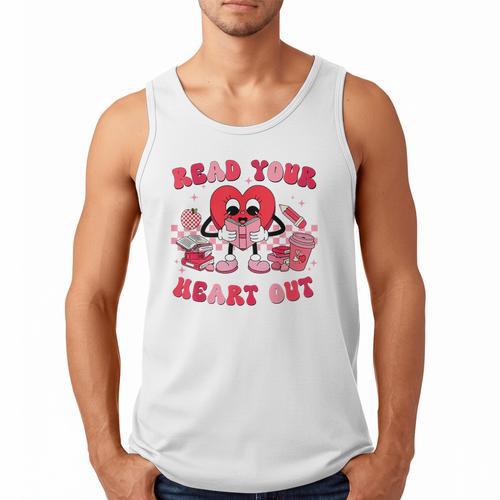 Read Your Heart Out Valentines Day Teachers Book Lovers Men Tank Top - Bookorys AU