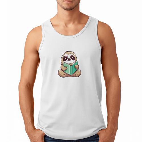 I Read Past My Bedtime Reading Sloth Book Lover Men Tank Top - Bookorys