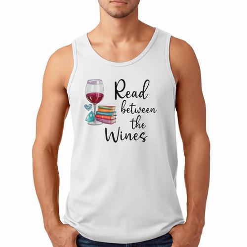 Read Between The Wines Im Just a Girl Who Loves Books & Wine Men Tank Top - Bookorys CA