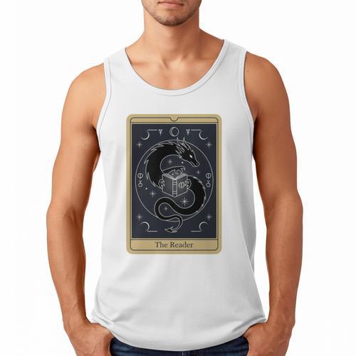 The Reader Tarot Card Mystic Dragon Book Magic Men Tank Top - Bookorys AU