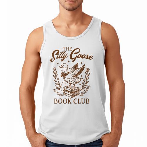 Reading Book Lover Bookish Librarian Silly Goose Book Club Men Tank Top - Bookorys CA