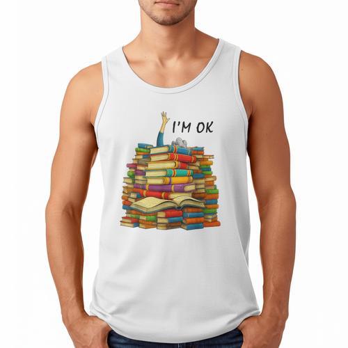 Reading Books Librarian Reader Nerd I'm Ok Teacher School Men Tank Top - Bookorys DE