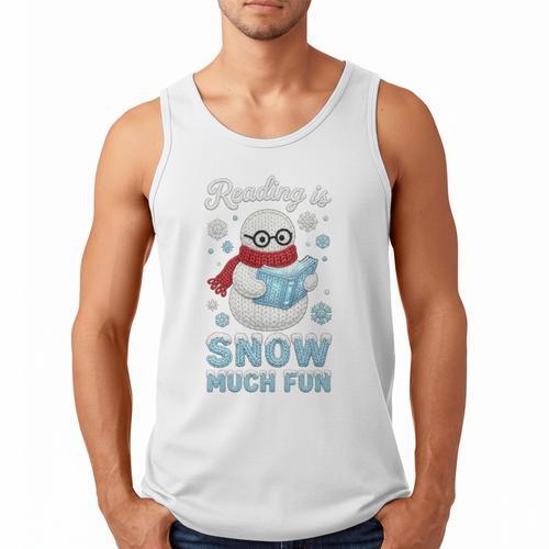Reading Is Snow Much Fun Book Lover Winter Snowman Humor Men Tank Top - Bookorys