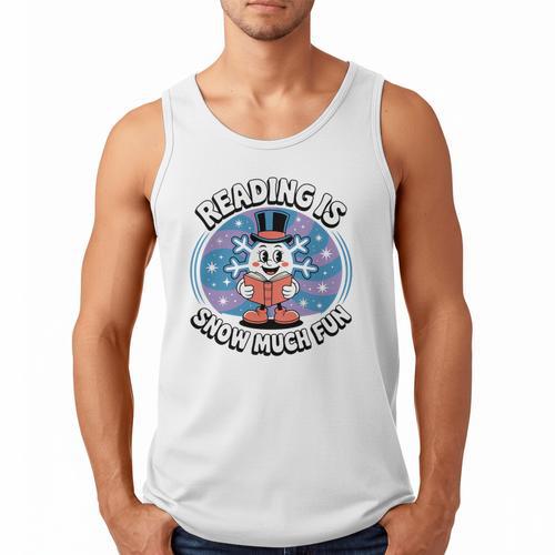 Reading Is Snow Much Fun Snowflake Book Lovers Winter Theme Premium Tri-Blend Men Tank Top - Bookorys
