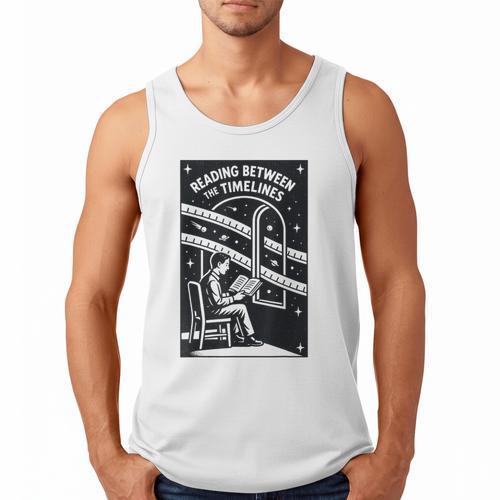 Reading Between The Timelines Time Travel Books Men Tank Top - Bookorys UK