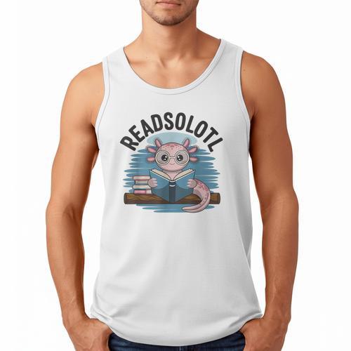 Readsolotl Book Lover Reading Axolotl Kids Reader Men Tank Top - Bookorys