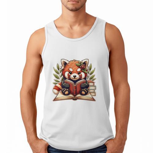 Red Panda Reading Books Pandas Cottagecore Aesthetic Kids Men Tank Top - Bookorys