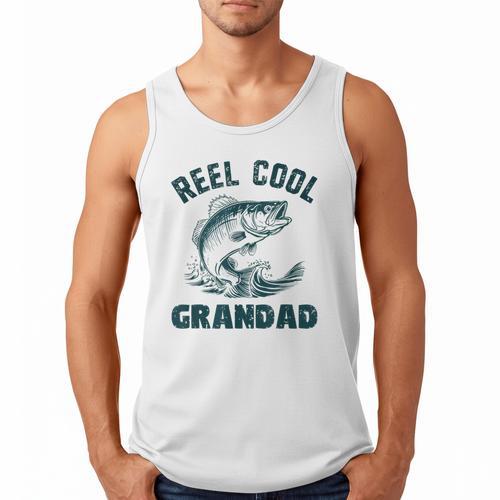 Reel Cool Grandad Fishing Grandpa Vintage Style Men Tank Top - Father's Day Fun