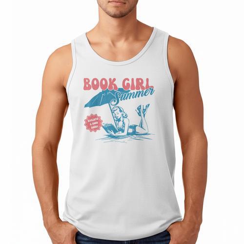 Retro Book Girl Summer Beach Vacation For Book Lover Men Tank Top - Bookorys