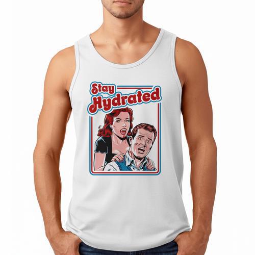 Retro Vampire Book Cover Style Stay Hydrated Halloween Men Tank Top - Bookorys