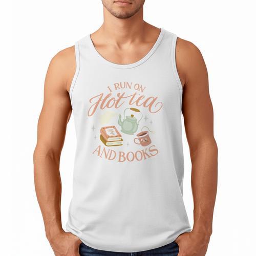 I Run ON HOT Tea & Books Reader Reading Meme Men Tank Top - Bookorys