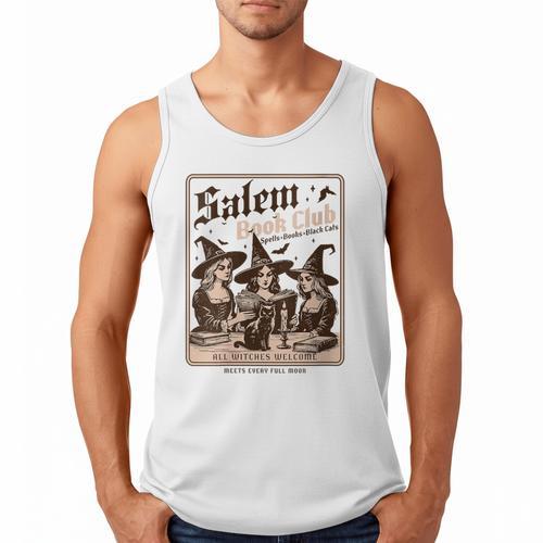 Salem Book Club Bookish Halloween Retro Salem Witch Book Men Tank Top - Bookorys