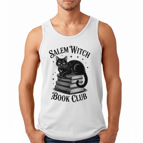 Salem Witch Book Club Bookish Halloween Cat Women Men Tank Top - Bookorys CA