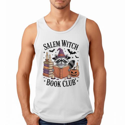 Salem WItch Book Club Halloween Raccoon Witch Reading Book Men Tank Top - Bookorys